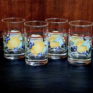 4) Corelle Abundance Juice Glasses 6 oz tumblers Corning vintage fruit